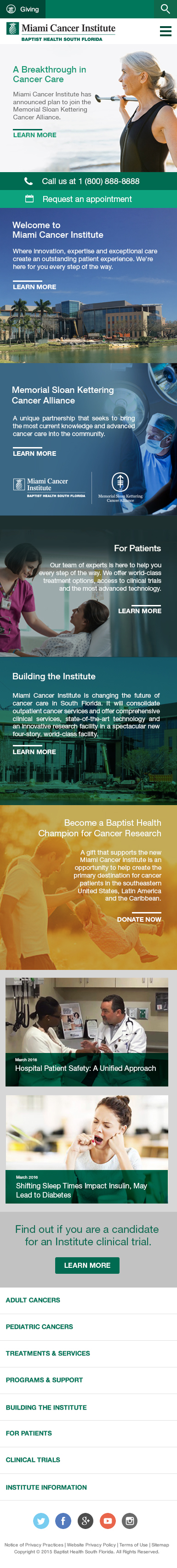 Miami Cancer Institute Website