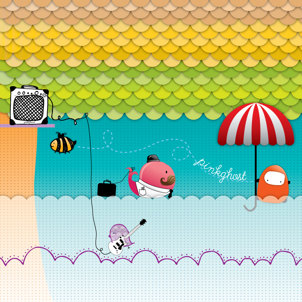 Pinkghost Mural Illustration